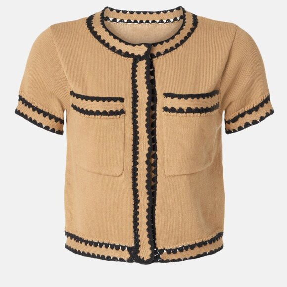 Central Park West Jules Crochet Edge Top, L - Picture 1 of 13